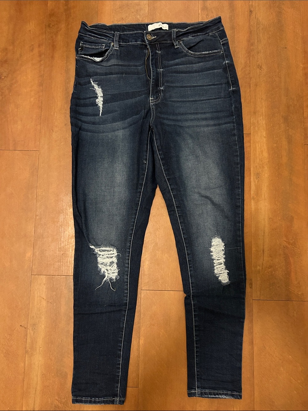 KanCan Dark Blue Distressed High-Rise Skinny Jeans